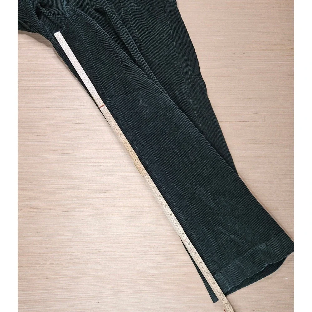 LL Bean Corduroy Pants Mens 38x29.5 Green Classic Fit Pleated Cotton Casual